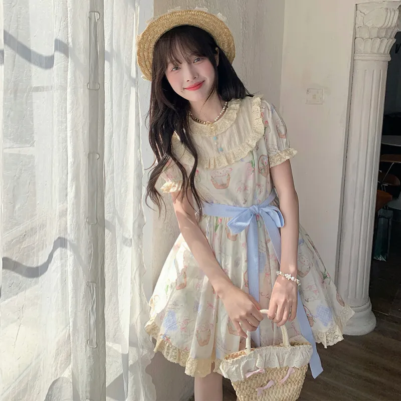 FLIM Short Sleeved Dress Women's Apricot-3