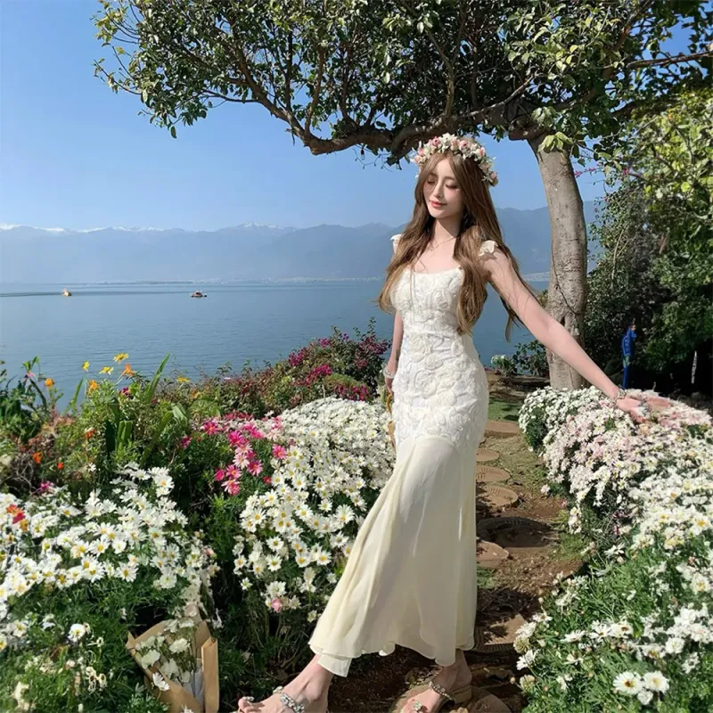FLIM Slip Dresses Women's White Bear Box-5