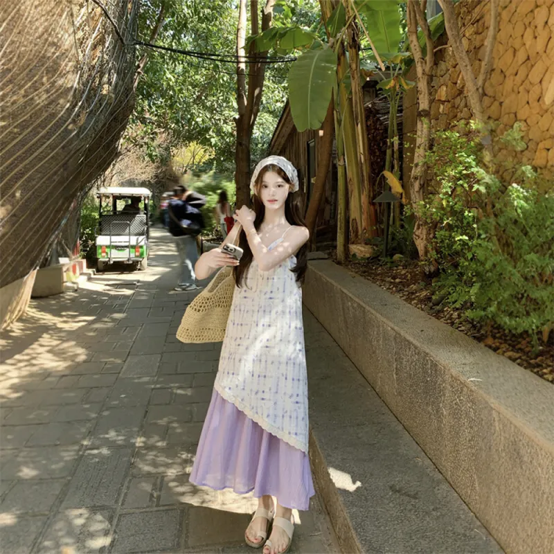 FLIM Slip Dresses Women's Purple-6