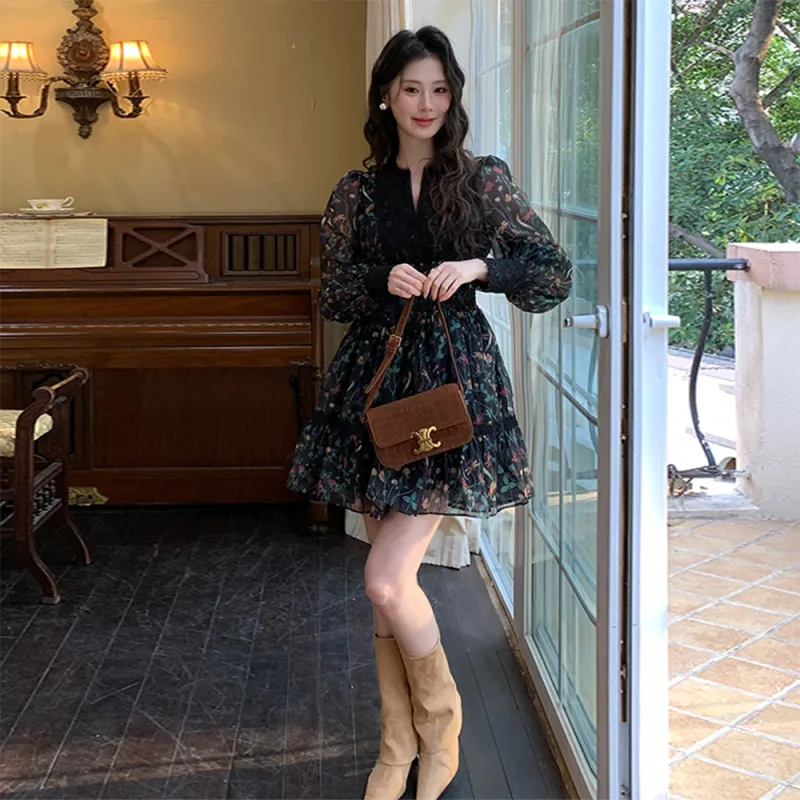FLIM Long Sleeved Dress Women's Black-3