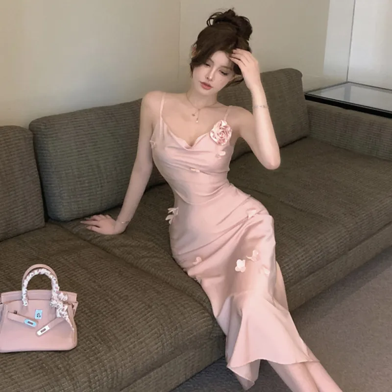 FLIM Slip Dresses Women's Pink-6