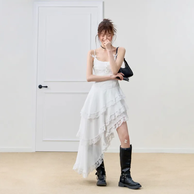FLIM Slip Dresses Women's White-4