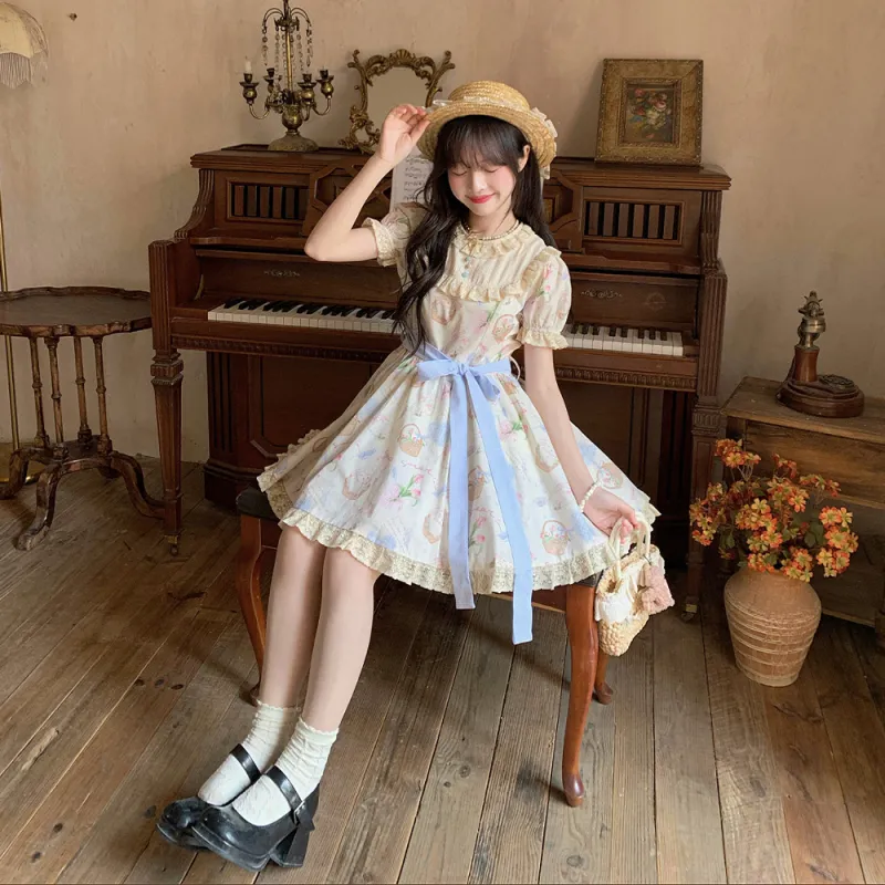 FLIM Short Sleeved Dress Women's Apricot-2