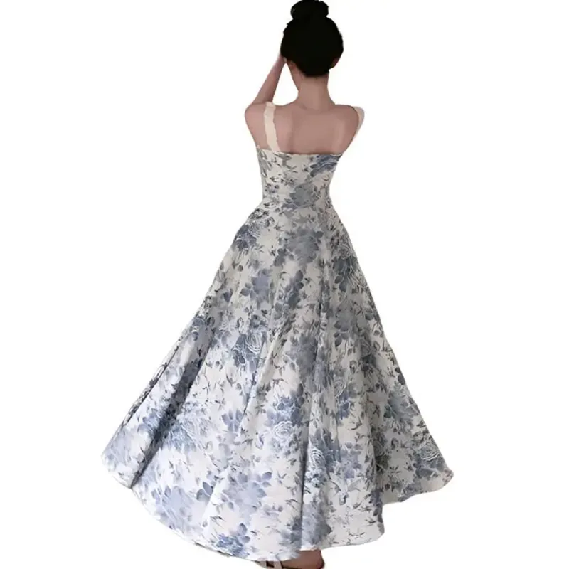 FLIM Slip Dresses Women's Blue White Multicolor-1