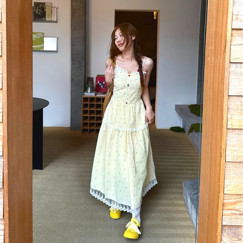 FLIM Slip Dresses Women's Yellow-4