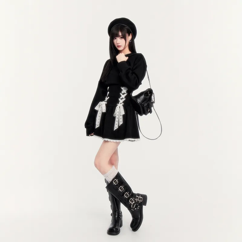 FLIM Long Sleeved Dress Women's Black-1