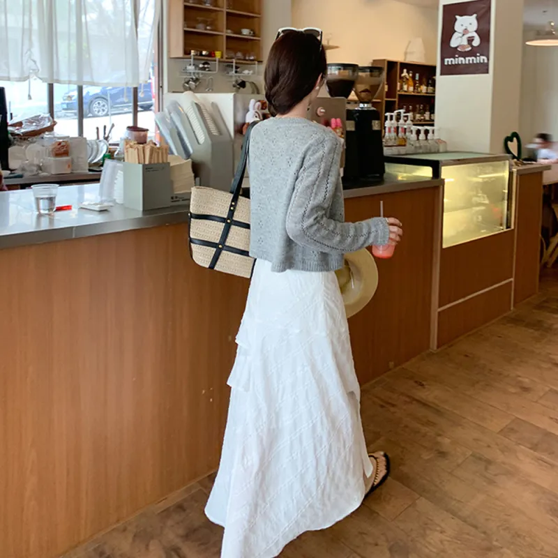 FLIM Casual Long Skirt Women's White-8