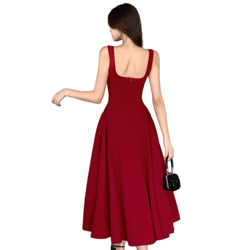 FLIM Slip Dresses Women's Red-1