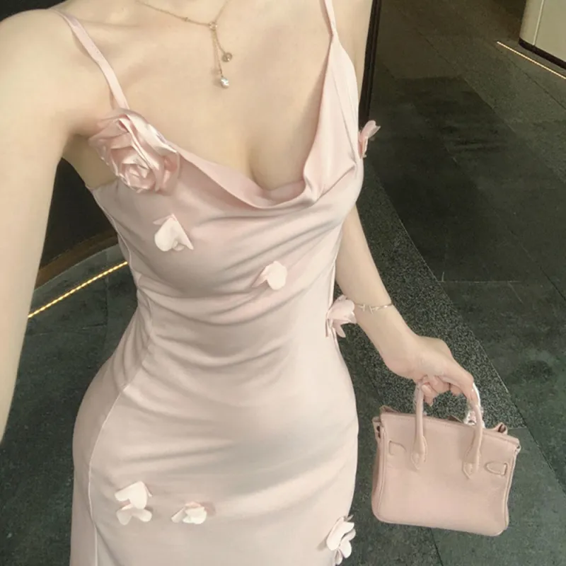 FLIM Slip Dresses Women's Pink-5