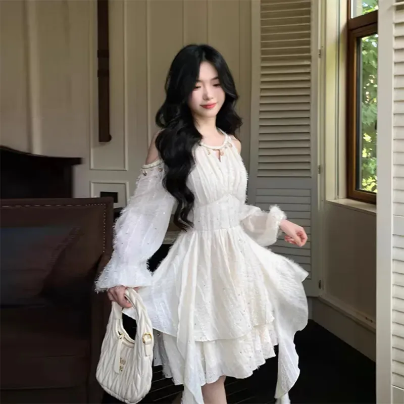 FLIM Long Sleeved Dress Women's Apricot-0