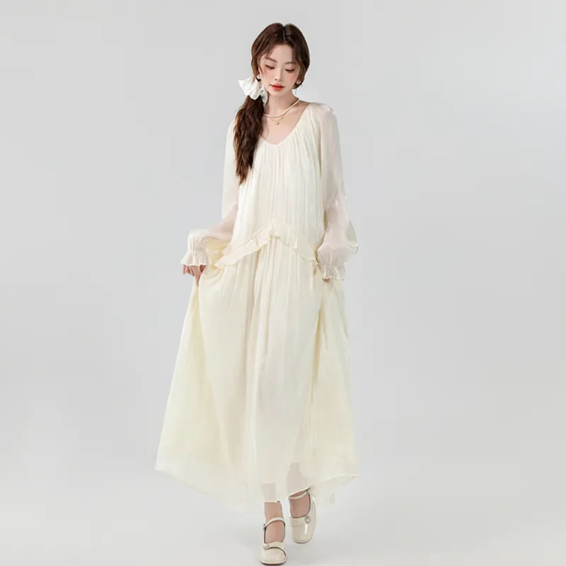 FLIM Long Sleeved Dress Women's Champagne-3
