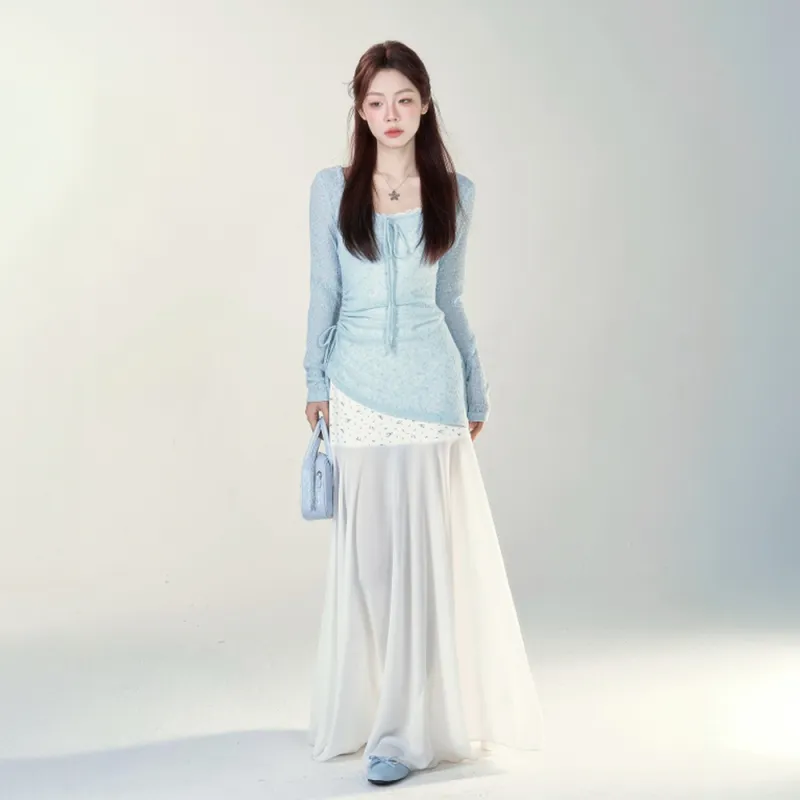 FLIM Two Piece Skirt Sets Women's White Set-2