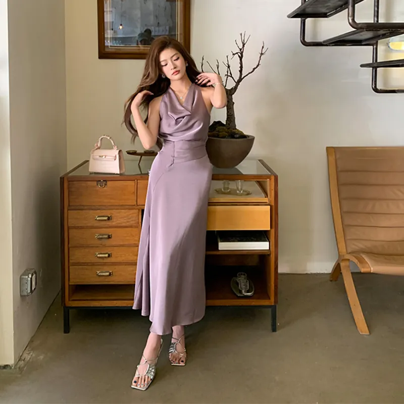 FLIM Sleeveless Dresses Women's Purple-4