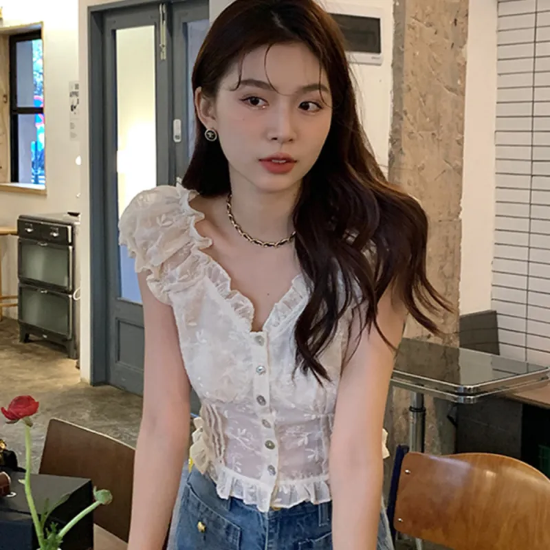 FLIM Chiffon Shirt Women's White-4