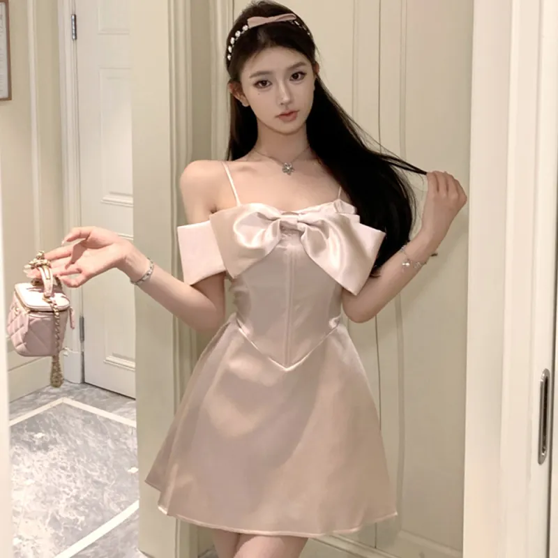 FLIM Slip Dresses Women's Pink-3