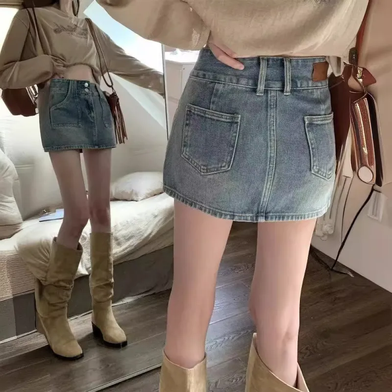 FLIM Denim Short Skirts Women's Blue-7