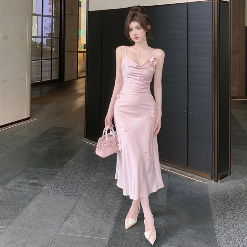 FLIM Slip Dresses Women's Pink-2