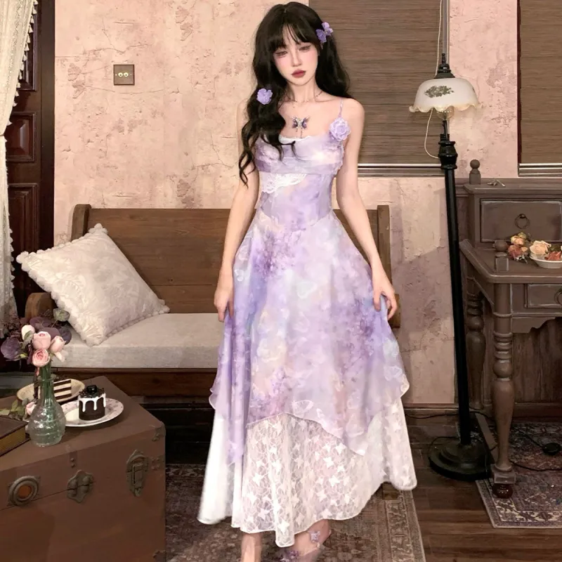 FLIM Slip Dresses Women's Purple-1