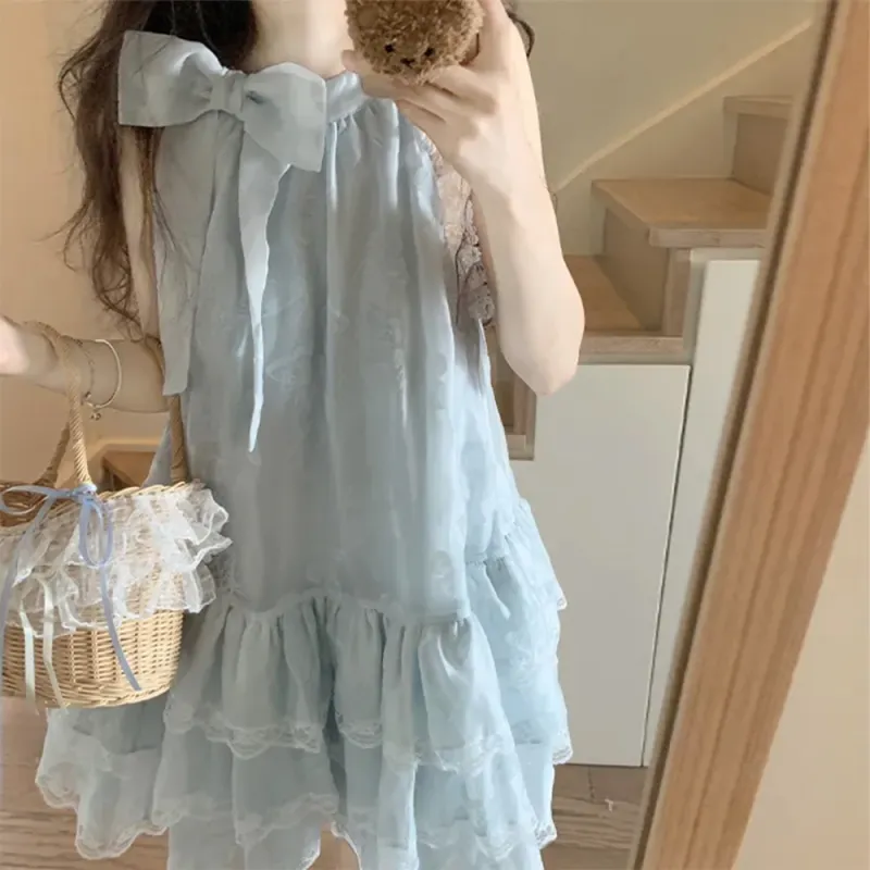 FLIM Sleeveless Dresses Women's Blue-4