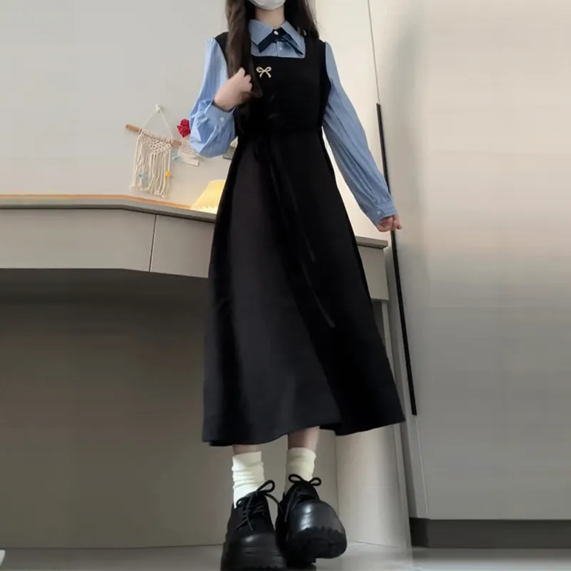 FLIM Long-Sleeved Dresses Women's Black-2
