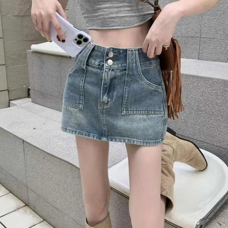 FLIM Denim Short Skirts Women's Blue-4