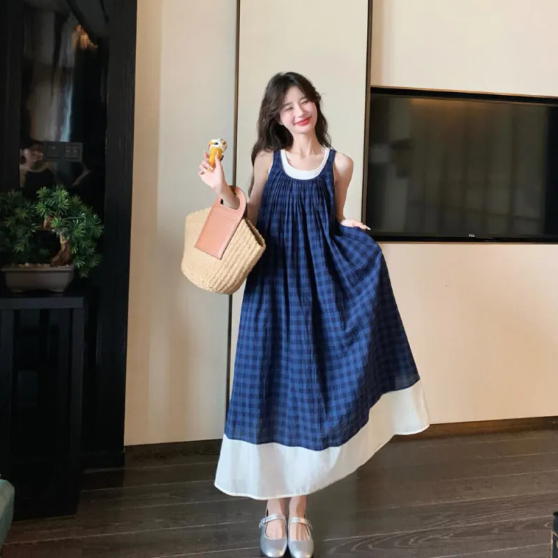 FLIM Sleeveless Dresses Women's Blue-3