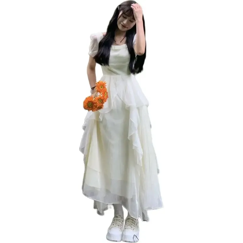 FLIM Short Sleeved Dress Women's White-1