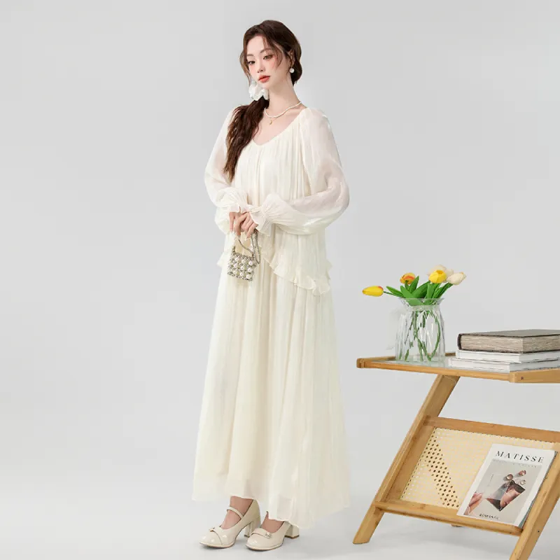 FLIM Long Sleeved Dress Women's Champagne-1