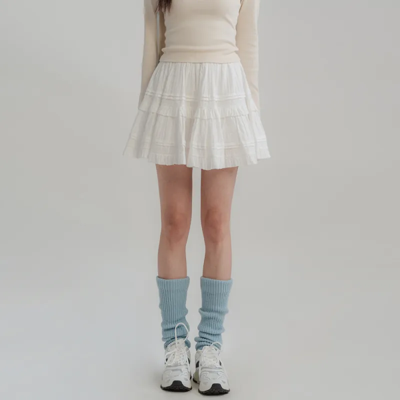 FLIM Casual Short Skirts Women's White-5