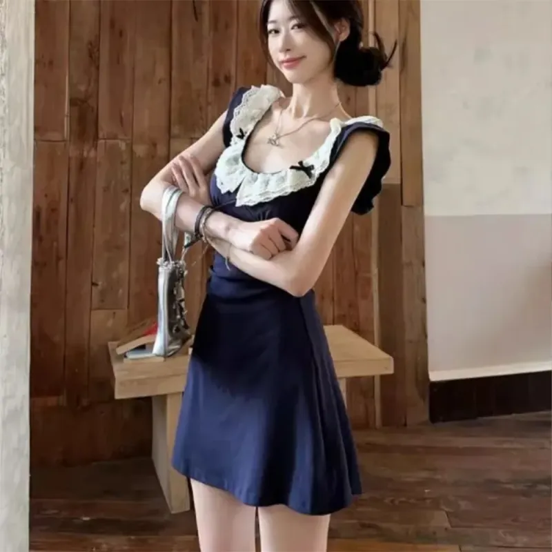 FLIM Sleeveless Dresses Women's Navy Blue-5