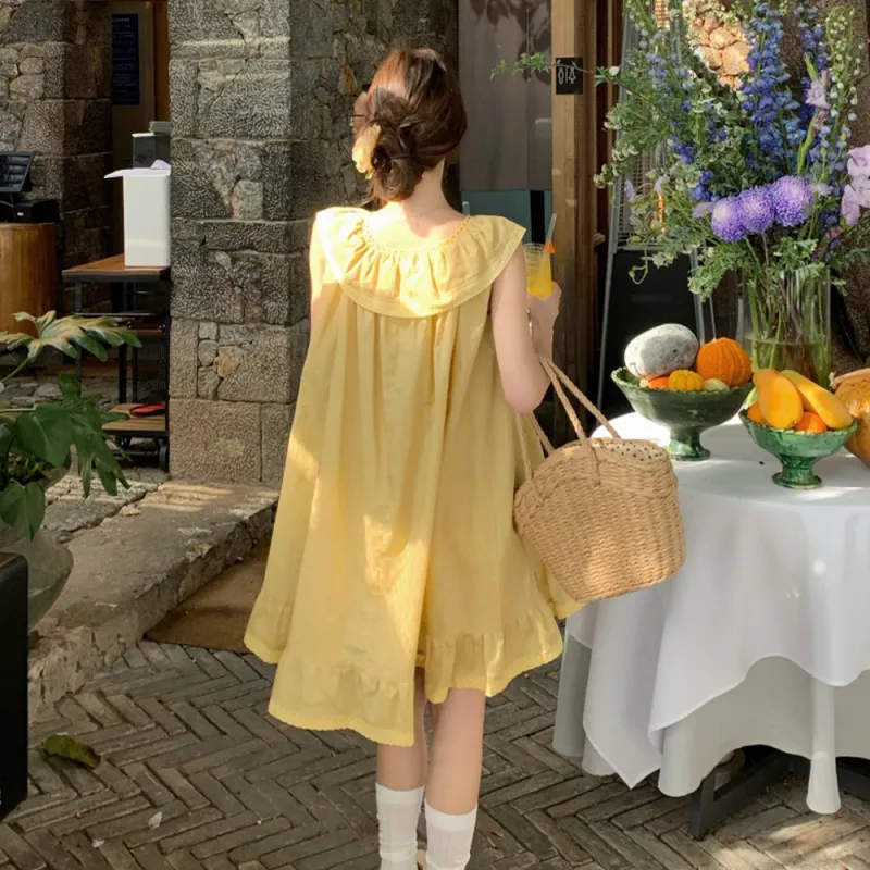 FLIM Sleeveless Dresses Women's Yellow-0