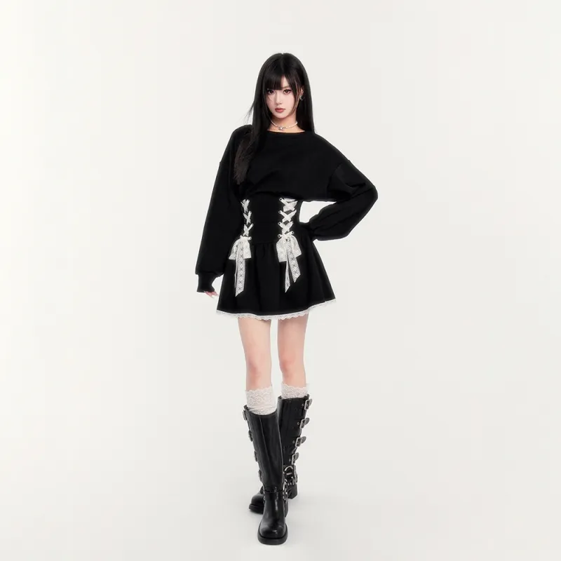 FLIM Long Sleeved Dress Women's Black-4