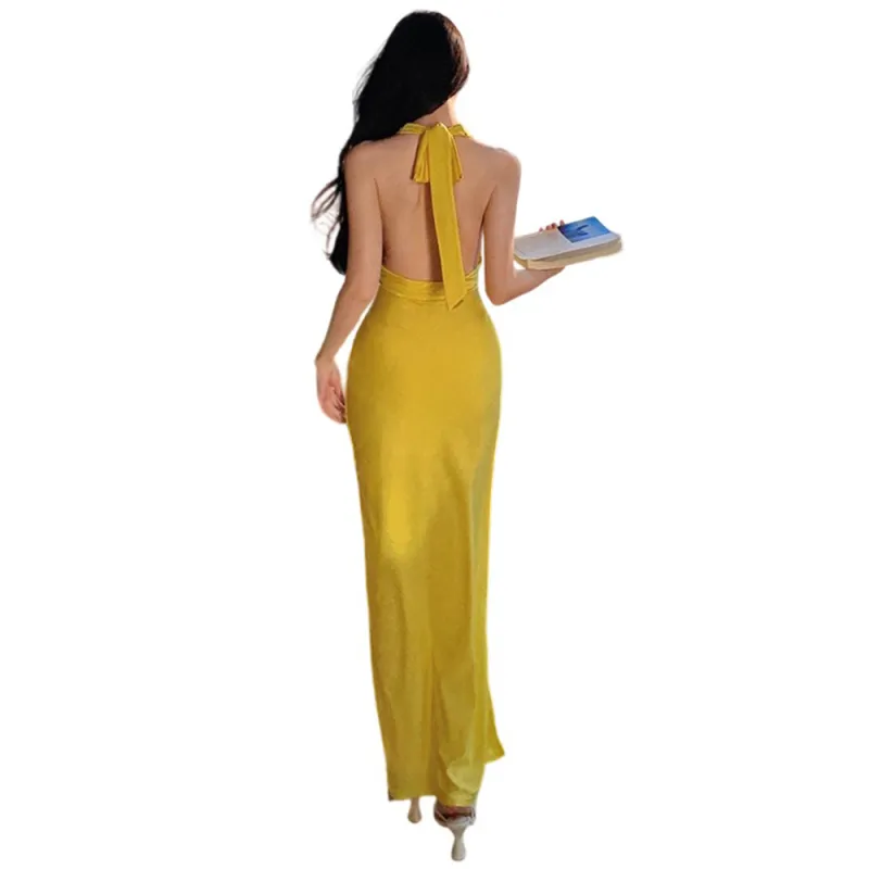 FLIM Sleeveless Dresses Women's Yellow-1