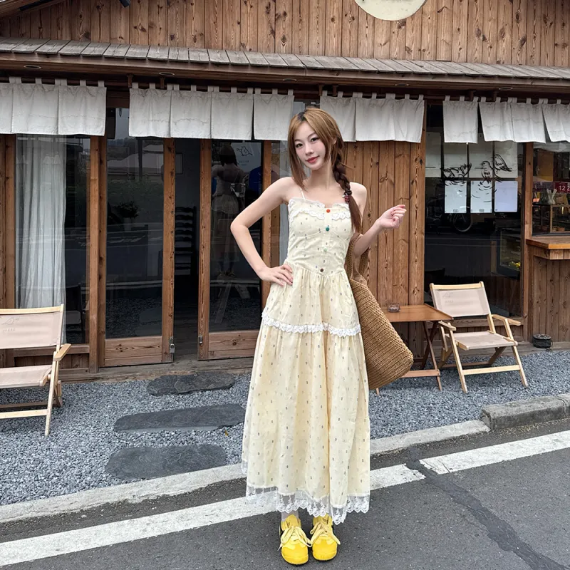 FLIM Slip Dresses Women's Yellow-3