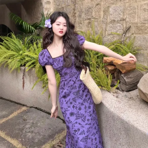FLIM Short Sleeved Dress Women's Purple
