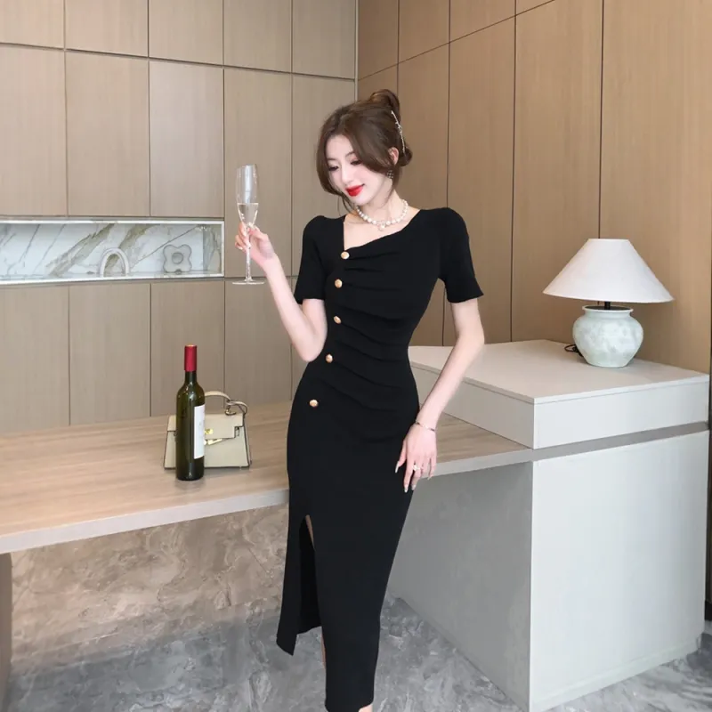 FLIM Short Sleeved Dress Women's Black-4