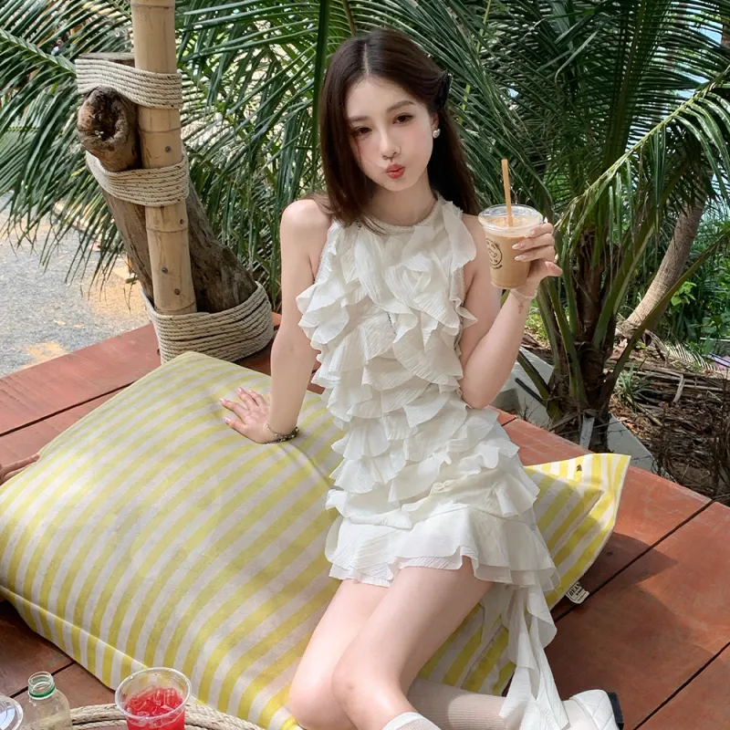 FLIM Sleeveless Dress Women's White-6