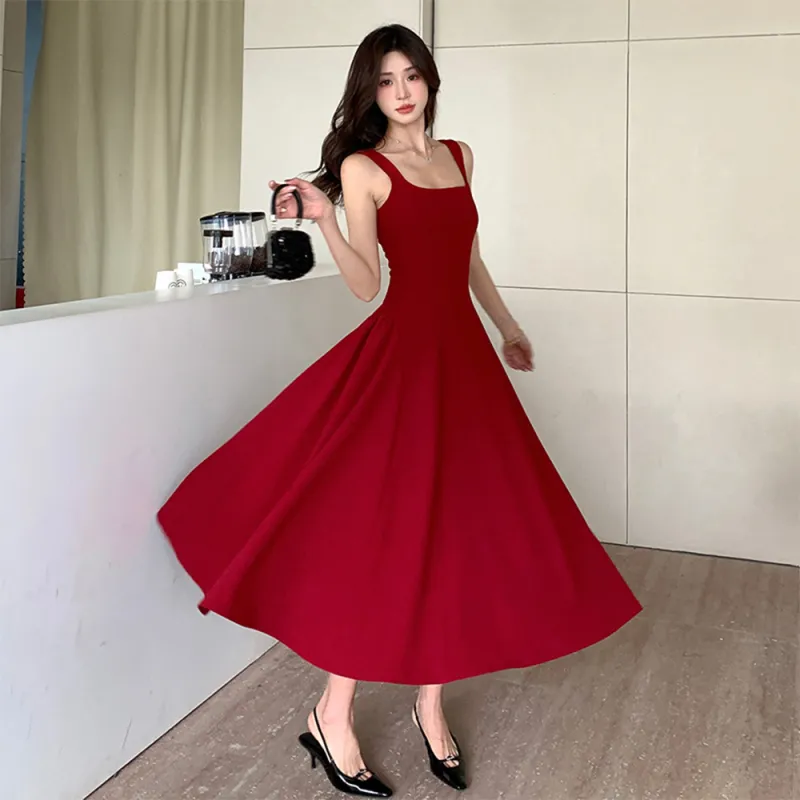 FLIM Slip Dresses Women's Red-3