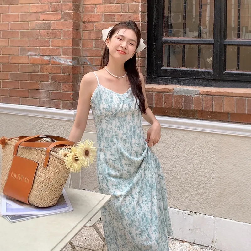 FLIM Slip Dresses Women's Blue-3