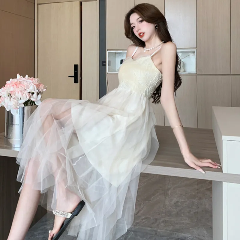 FLIM Slip Dresses Women's White-6