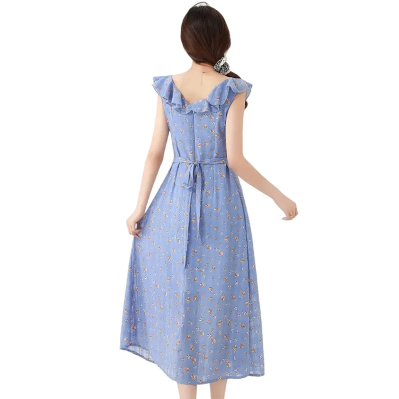 FLIM Sleeveless Dresses Women's Blue-1