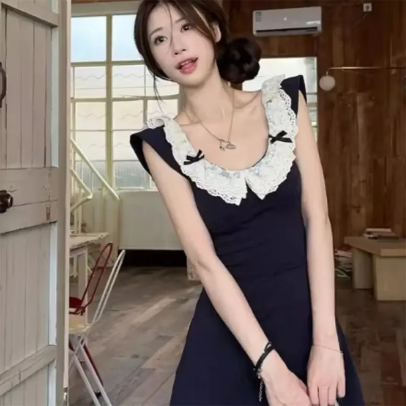 FLIM Sleeveless Dresses Women's Navy Blue-6