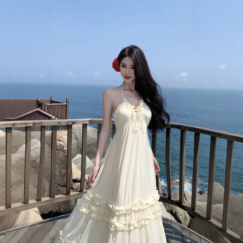 FLIM Slip Dresses Women's White-4