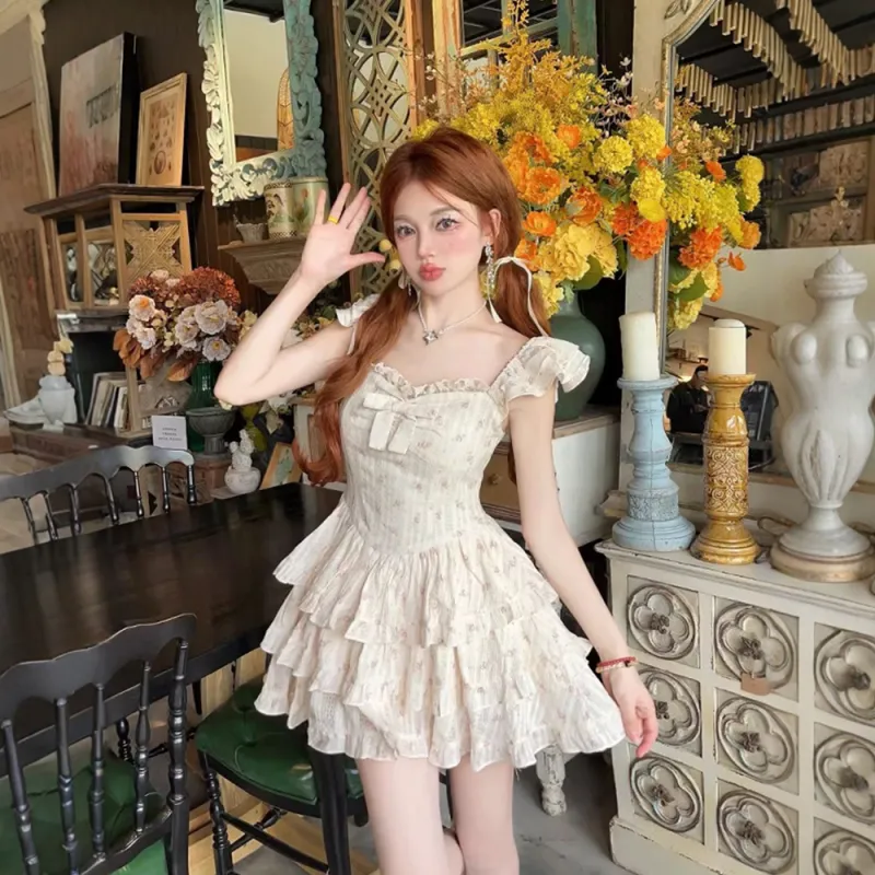 FLIM Slip Dresses Women's Apricot-6