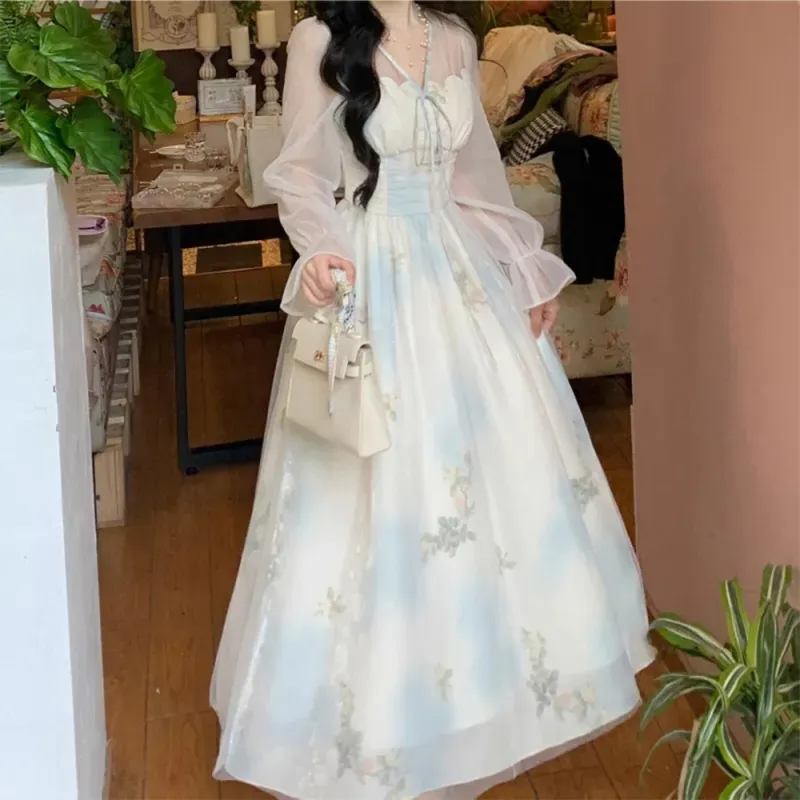 FLIM Long Sleeved Dress Women's Light Blue-4