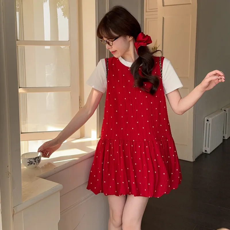 FLIM Sleeveless Dresses Women's Red-2