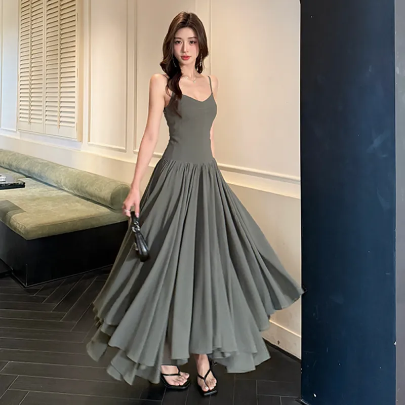 FLIM Slip Dresses Women's Gray-4