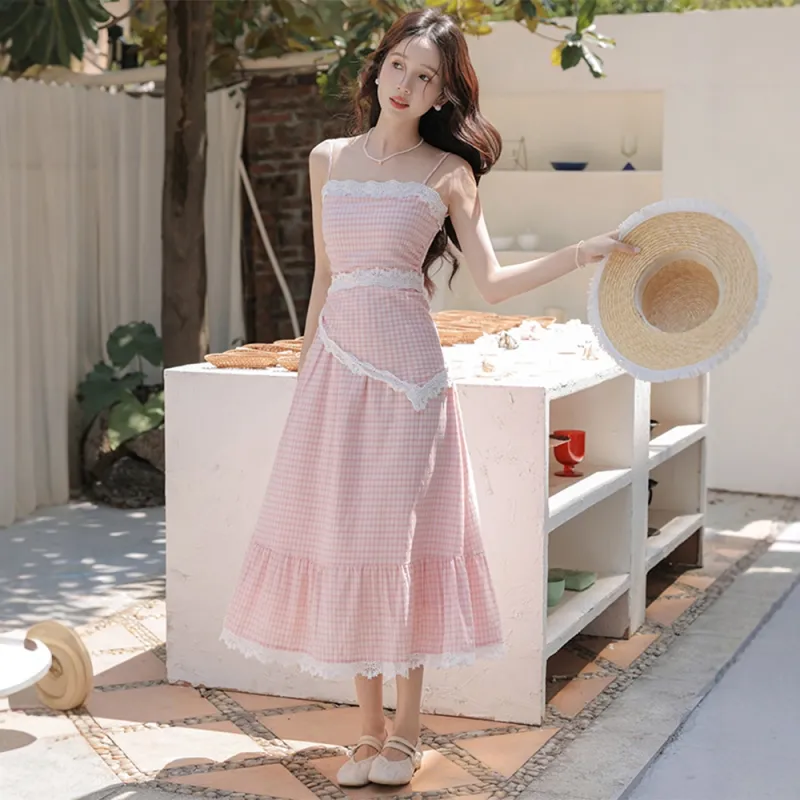 FLIM Slip Dresses Women's Pink-5