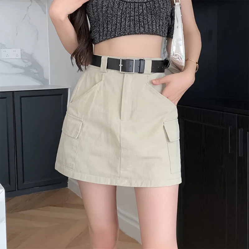 FLIM Cargo Short Skirts Women's Khaki-3