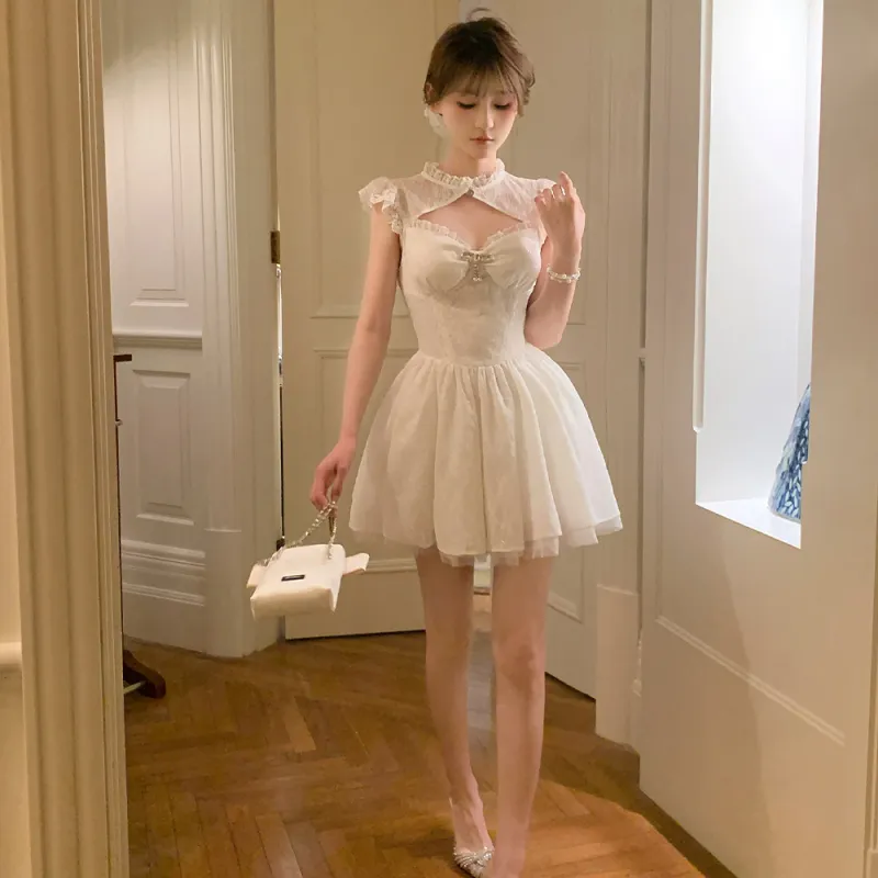 FLIM Sleeveless Dresses Women's White-1